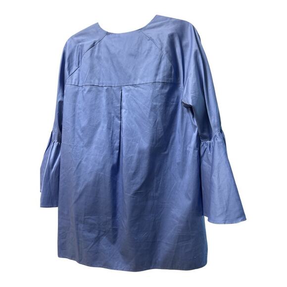 NWT Harshnan Zenaida Blue Ruffled Blouse with 3/4 Sleeves, L - Picture 5 of 6